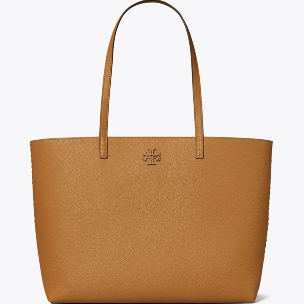 NWT Tory Burch McGraw Leather Shoulder Tote Bag Tiramisu Brown 100% AUTHENTIC